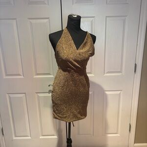 Elegant Backless Gold Dress